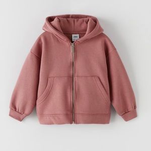 Zara Dusty Rose Plain Jacket with Hood and front Zipper